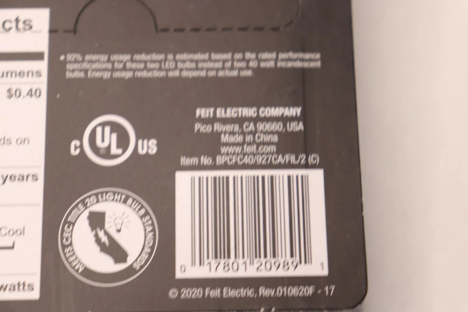(2-Pk) Feit Electric LED Bulb Dimmable CA10 40W BPCFC40/927A/CIL/2 - Image 4 of 4