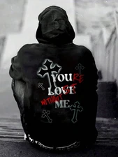 Men's Streetwear Hoodie with YOU'RE LOST WITHOUT ME Cross & Star Design - Cozy P