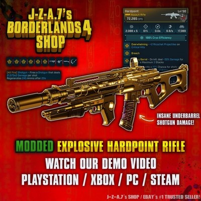 Borderlands 4  MODDED EXPLOSIVE HARDPOINT GOLDEN RIFLE BL4  PC-PS-XBOX 