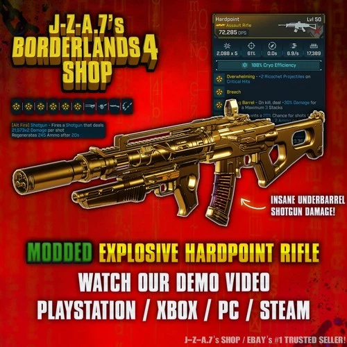 Borderlands 4✨ MODDED EXPLOSIVE HARDPOINT GOLDEN RIFLE BL4 ✅PC-PS-XBOX✨