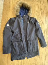 Jack Wolfskin Navy Hooded Parka Faux Fur Trim + Full Zip Fleece Jacket S