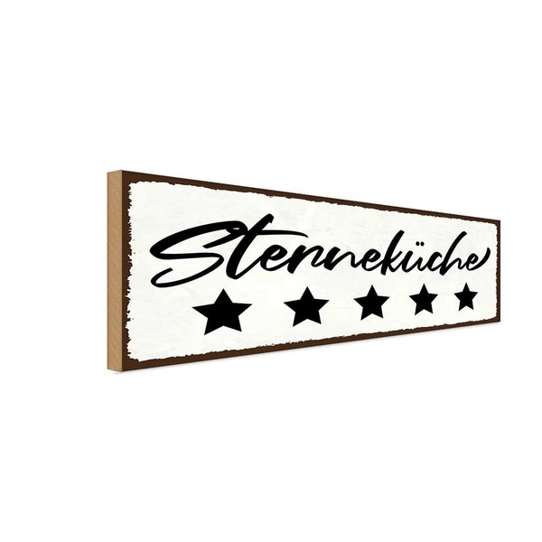 Holzschild 10X27 Cm SternenküChe KüChe Kochen Deko Geschenk Holz Schild-image