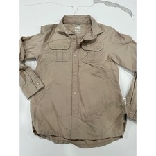 REI Co Op Kids Long Sleeve Button Down Shirt Size M 10 12 Tan Outdoor Adventure