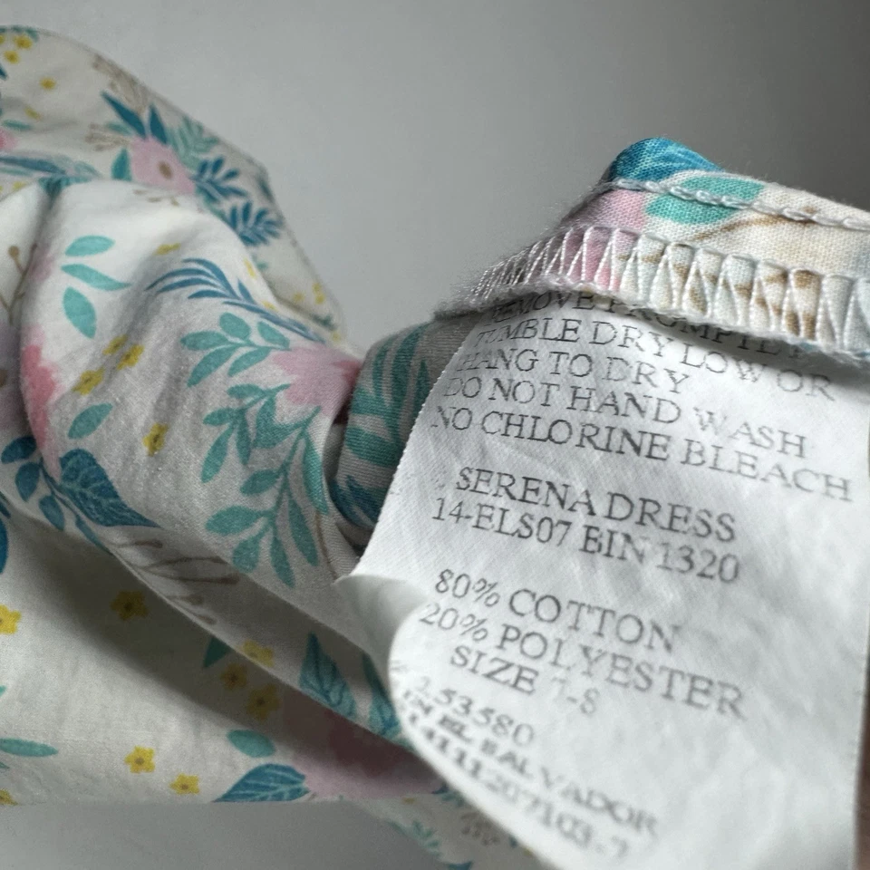 Vestido Eleanor Rose Serena Talla 7/8 Floral Caprichoso Volantes Ojales Encaje Lazo Atrás Foto 4 de 4