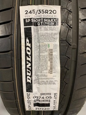 1 New 245 35 20 Dunlop SP Sport Maxx GT ROF Summer Run Flat Tire