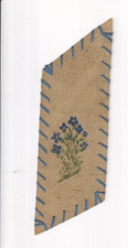 altes Lesezeichen Handarbeit Blumen Strukturpapier mit Klarsicht mit Fäden 1930