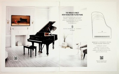 Steinway & Sons Spirio Grand Piano Player Magazine Ad Print White Black