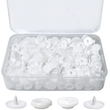 White T5 Plastic Snaps Round Resin Snaps Buttons for Clothing Diapers DIY Crafts