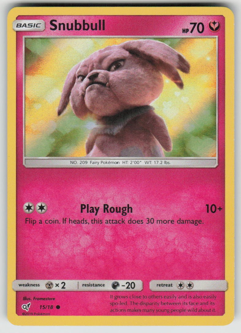 Snubbull 15/18 Common Detective Pikachu Pokemon Holo Moderately Played