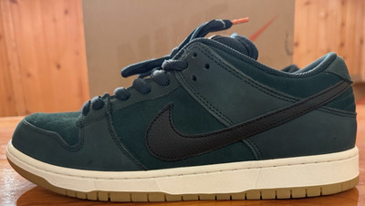 Nike SB Dunk Low Pro Deep Fir/Black-Fir-Sail Green Skate Shoes US 13 D