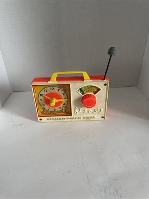 Vintage Fisher Price Music Box Clock Radio HICKORY DICKORY DOCK 1964 #107 Works!
