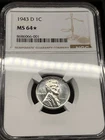 1943-D Lincoln Steel Cent NGC MS64 * STAR Very Bright Luster #1429