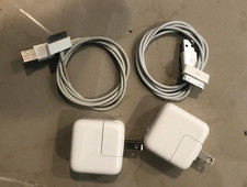 Lot of 2 Original Apple 10W Chargers and 30-Pin to USB Charging Cables
