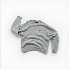 Vintage Chaps Gray Cotton Knit Pullover Sweater Crew Neck Men  s Long Sleeve XL