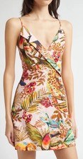 NWT Farm Rio Womens Into The Jungle Linen Blend Wrap Minidress, Size Medium 