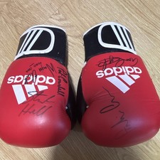 Adidas Boxing Gloves Pair Signed Autograph by 5 boxers.