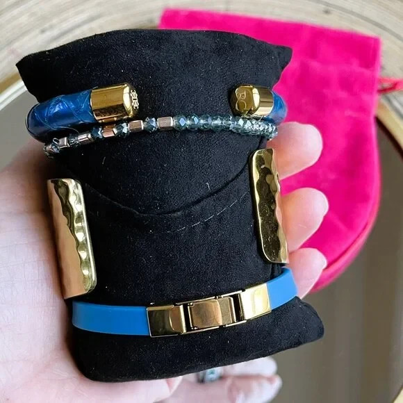 Rustic Cuff Stackable Mixable Bracelet Sets Blues… - image 8