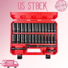 New 29pcs 12 Drive Deep Impact Socket Set Sae Metric Cr-v Steel New 29pcs 12 Drive Deep Impact Socket Set Sae Metric Cr-v Steel