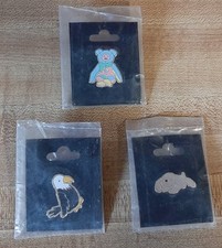 TY Beanie Babies: Peace Bear, Baldy The Eagle & Spunky The Dog Pins: New On Card