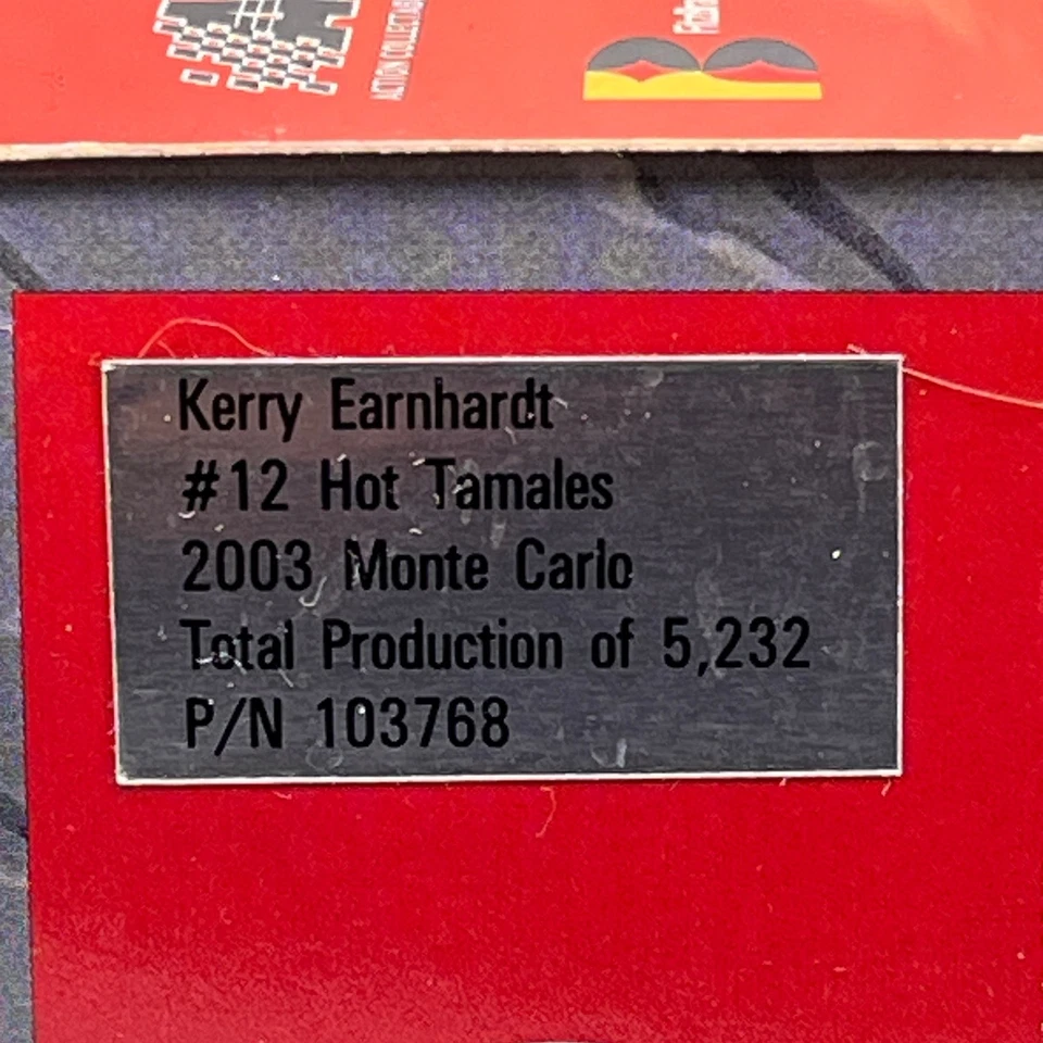 Kerry Earnhardt #12 Hot Tamales 2003 Monte Carlo 1:24 Action NASCAR Diecast Car - Image 3 of 4