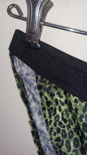 Retro Nylon Soft Silky Panty Green Leopard Print XL Men's Women Uni Waistband - Picture 2 of 4