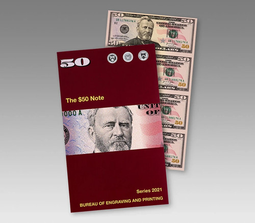 2021 $50 UNCUT SHEET OF 4 - COMES WITH FOLDER - CHOICE NEW FACE VALUE $200