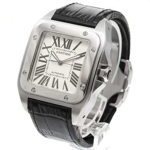 Cartier Santos 100 LM W20076X8 38mm SS Silver Dial Automatic W...