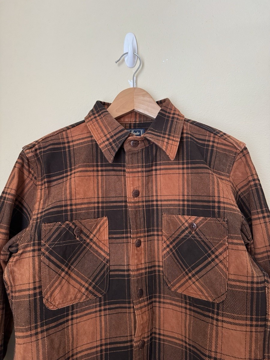 Studio D'Artisan Amami Dorozome Mud Dyed Flannel Button Up Shirt