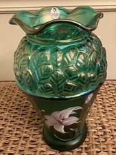 Fenton for QVC 2001 Emerald Green Lily Leaf Vase - Designer Showcase Series