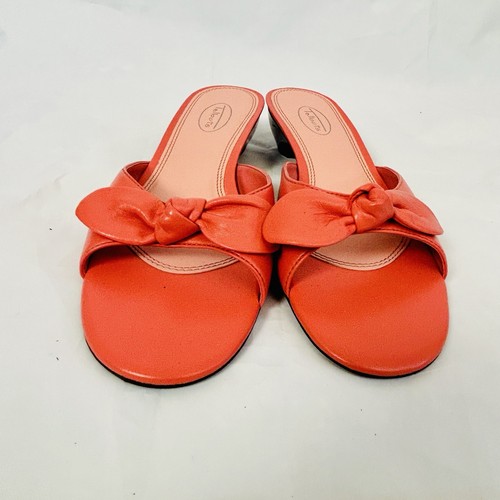 Talbots lachsrosa Leder Slipper Größe 7,5 B Pfennigabsatz mit Schleife - Bild 3 von 6