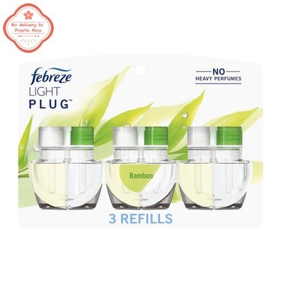 3 Refills Plug In Air Freshener, Odor-Fighting Scented Oil Refill, Light Bamboo