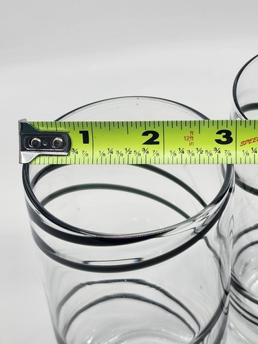 Luigi Bormioli Italian Black Swirl Highball Tumbler Water Ice Tea Glasses Set 2 - Picture 5 of 5