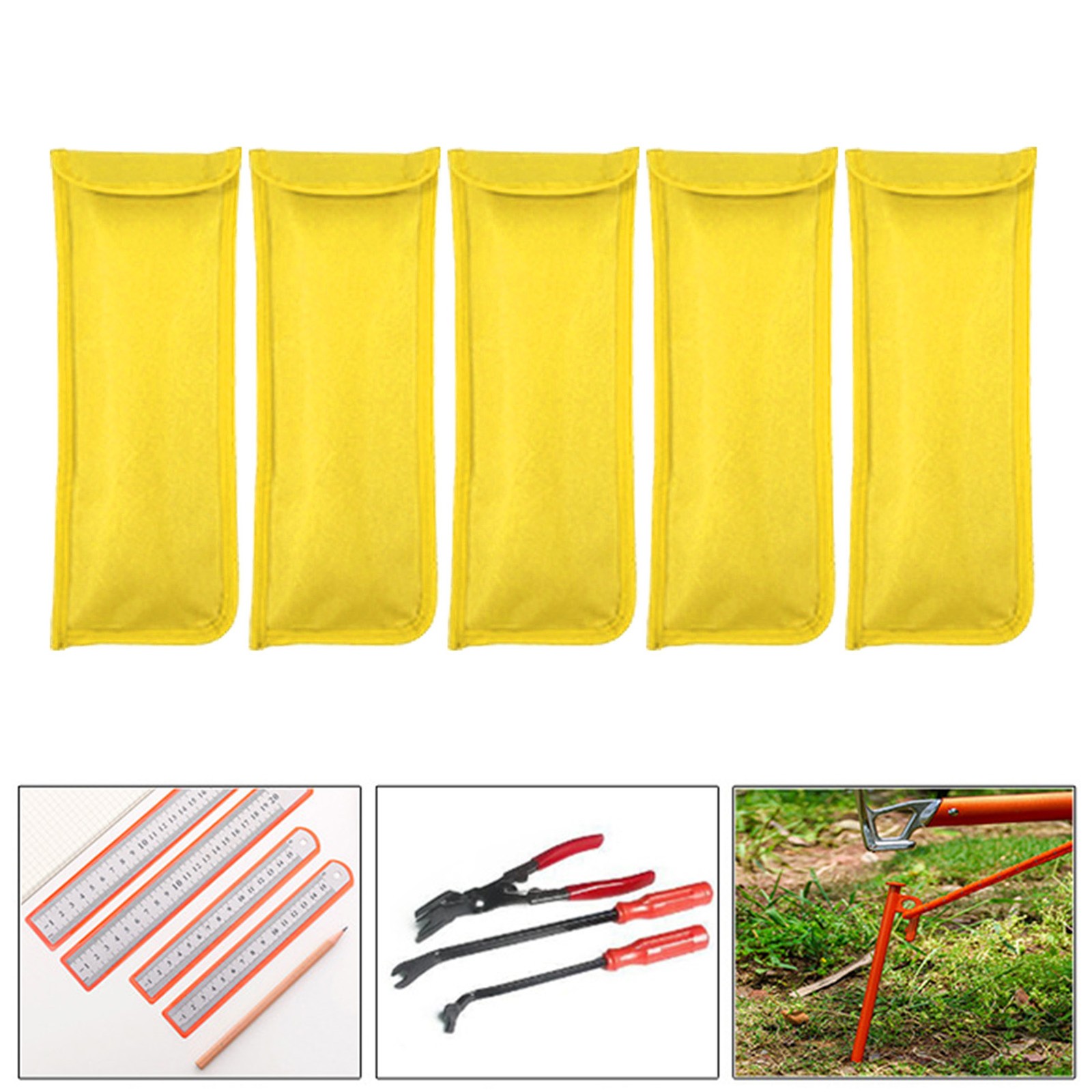 Tent Stake Storage Bag Puncture Proof 5PCS Oxford Cloth Easy Access Camping Tent