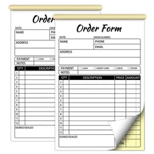 2 Pack Order Forms Receipt Book,2 Part Carbonless Sales Invoice Book for Smal...