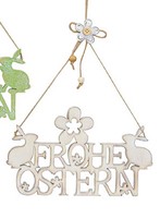 TüRschild Hase Holz Frohe Ostern Creme Natur Fensterbild Dekoration HäNger