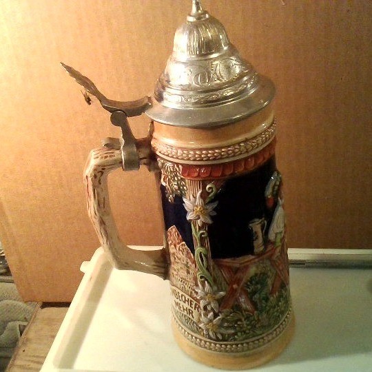 Vintage Original Gerzit Beer Stein Westrepa Germany Pewter Lid. /repair/restore