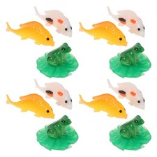  20pcs Miniature Frog Decor: Resin Mini Animal Lotus Leaves Goldfish Figurines