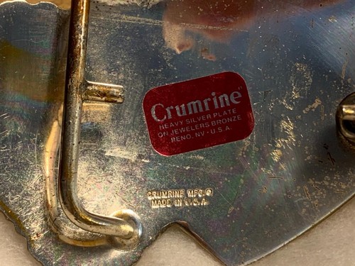 Vintage Crumrine Double Heart Design Belt Buckle 2 1/2" x 3 3/8" Made in USA - Picture 4 of 5