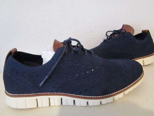 Cole Haan Mens Zerogrand Stitchlite Wingtip Oxford Shoes Marine Blue Ivory 9.5 - Picture 3 of 7