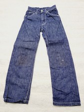 Vintage 50s Farah Of Texas Gold Strikes Knees Patch Cowboy USA Jeans Kids Sz 7