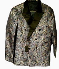 Barry Wang Double Breasted  Size Small Blazer Blue Silver Red 