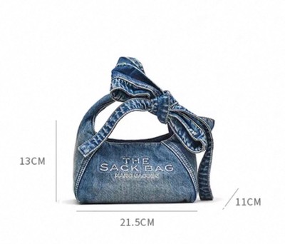 MARC JACOBS THE SACK BOW DENIM BAG Ribbon Blue Crossbody