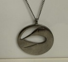 Vintage Pewter Kenneth Kantro Preening Loon Pendant Sterling Chain Necklace — photo 1