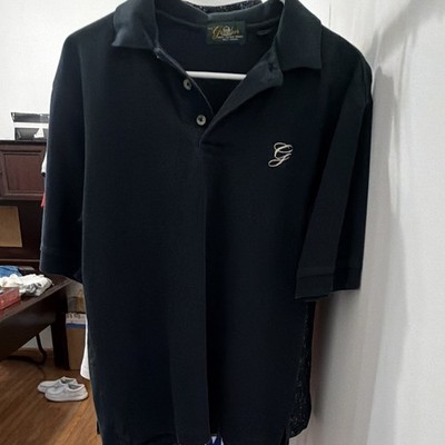 The Greenbrier Men s Black Solid Cotton Short Sleeve Collared Polo Shirt S