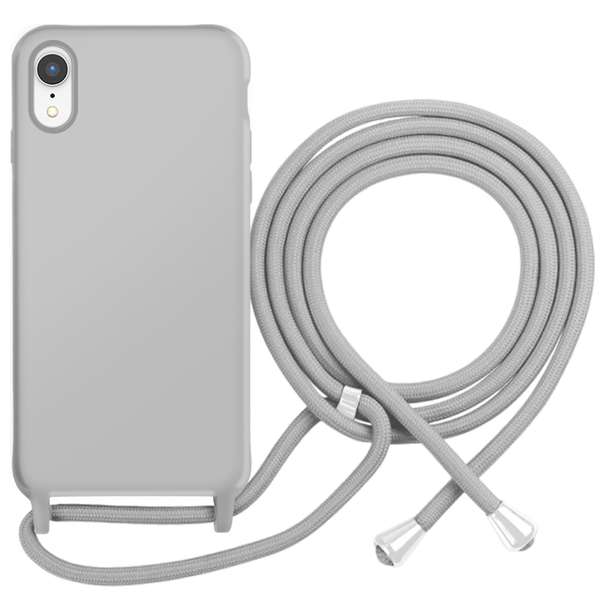 Coque iPhone XR Moxie anti-chute avec collier de cou gris pour éviter les pertes