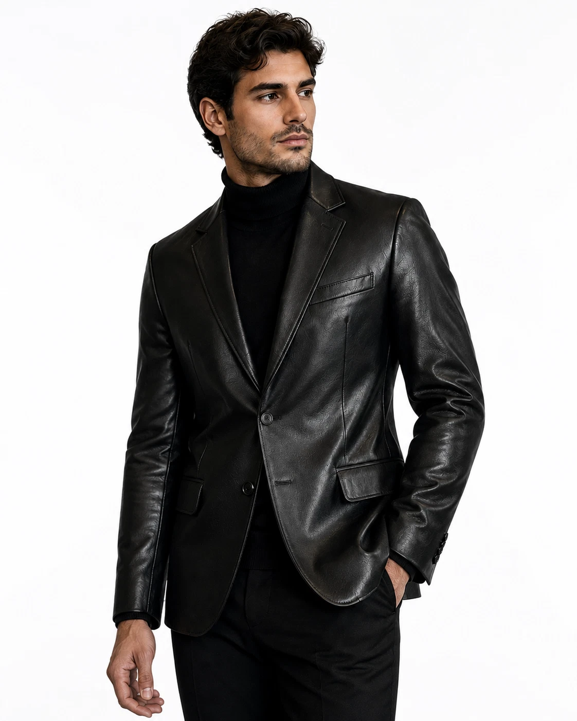Men's Brown Suede Leather Blazer Classic Two Button Sport Coat Jacket