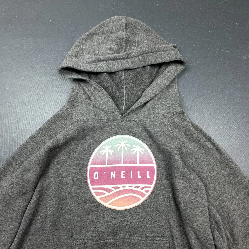 O’Neill Sudadera con Capucha Niños Pequeña Gris Pullover Sudadera Logo Gráfico Playa Palmeras Foto 2 de 4