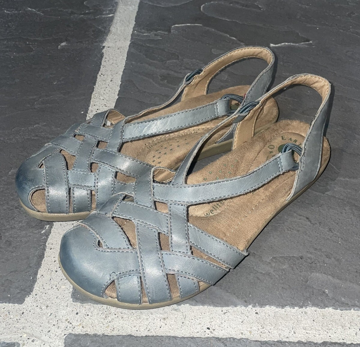 Earth Origins Womens Nellie Slingback Light Blue Leather Sandals