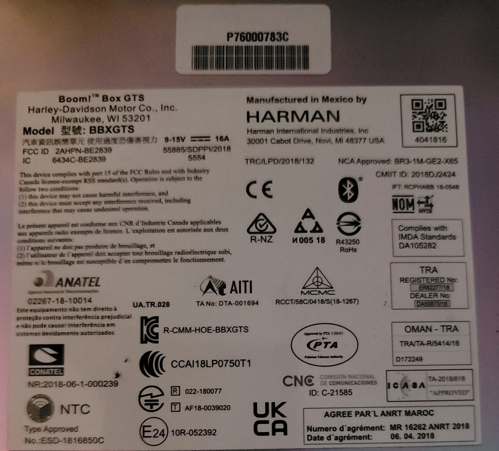 2019 2022 OEM Harley Street Glide ST Boom Box GTS BBXGTS Radio