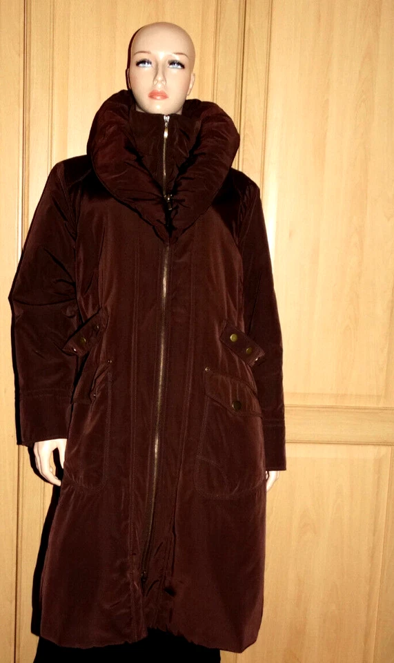Abrigo mujer ULLA POPKEN Selection chaqueta larga parka cuello chal talla 46/48 marrón - Imagen 1 de 4
